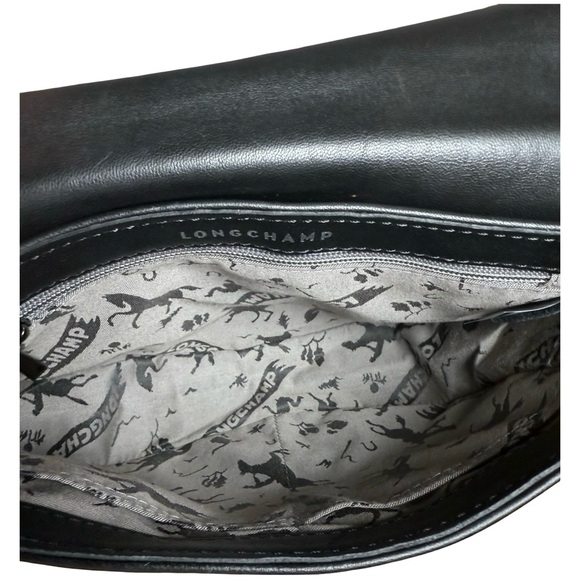 Longchamp Black Leather Flap Crossbody – great condition - blemishes on exterior - Picture 5 of 16